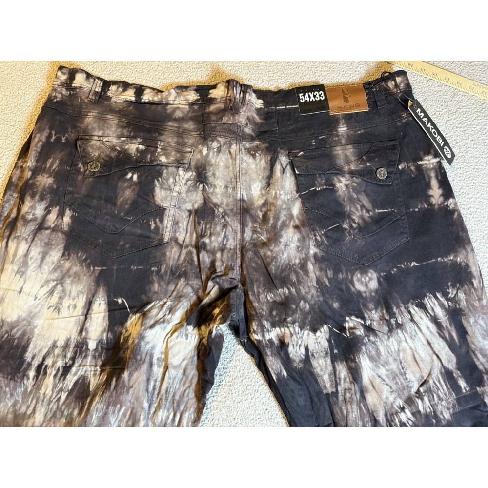 MAKOBI Brown Tie-Dye Mens 54x33 Comfort Fit Waist Jeans Urban Designer NEW - Picture 5 of 14